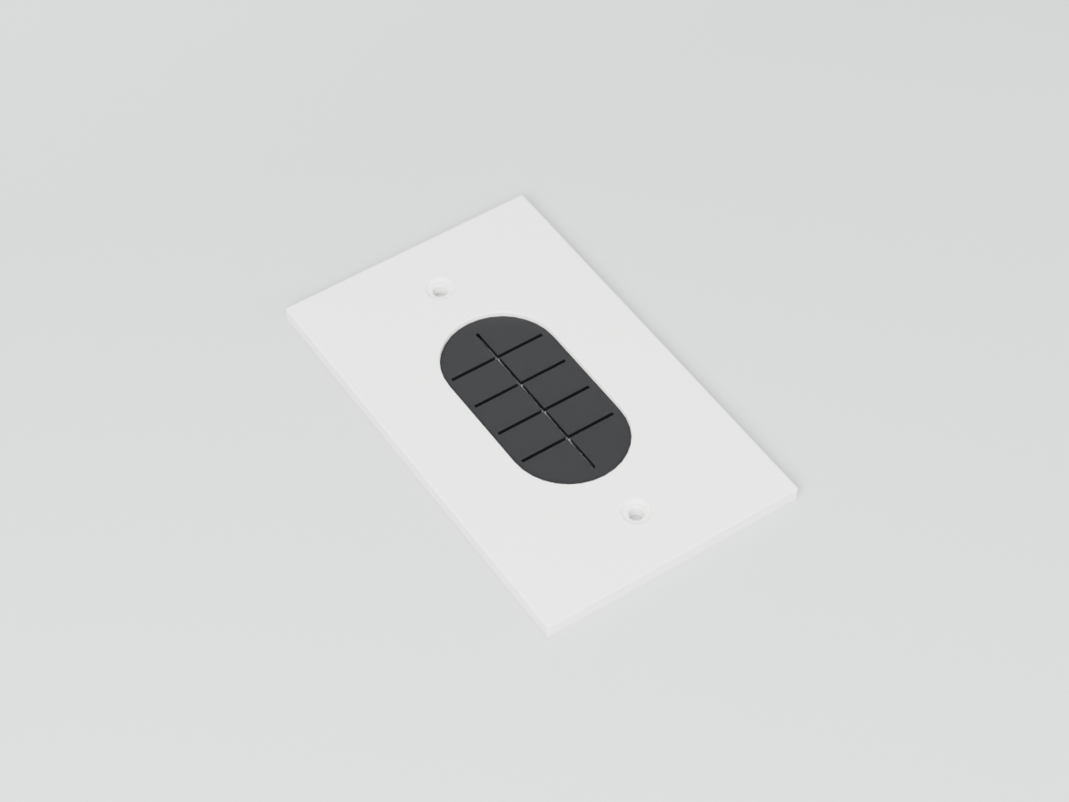 CAD render of Low-Voltage Pass-Through Plate, 1-Gang